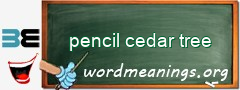 WordMeaning blackboard for pencil cedar tree